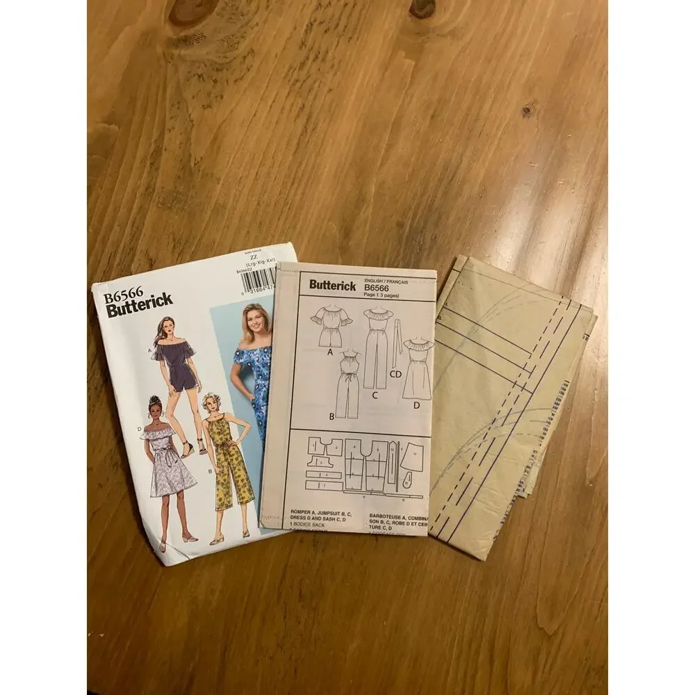 Butterick B6566 Pattern Misses Sz L/XL/XXLPetite Dress/Romper/Jumpsuit/Sash